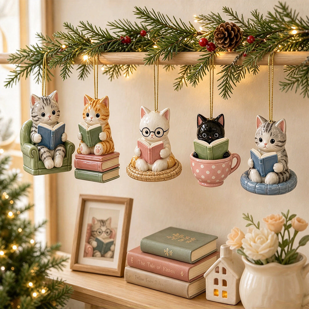 2D Acrylic Advent Calendar with 24 Cat Ornaments for Christmas Holiday Decor