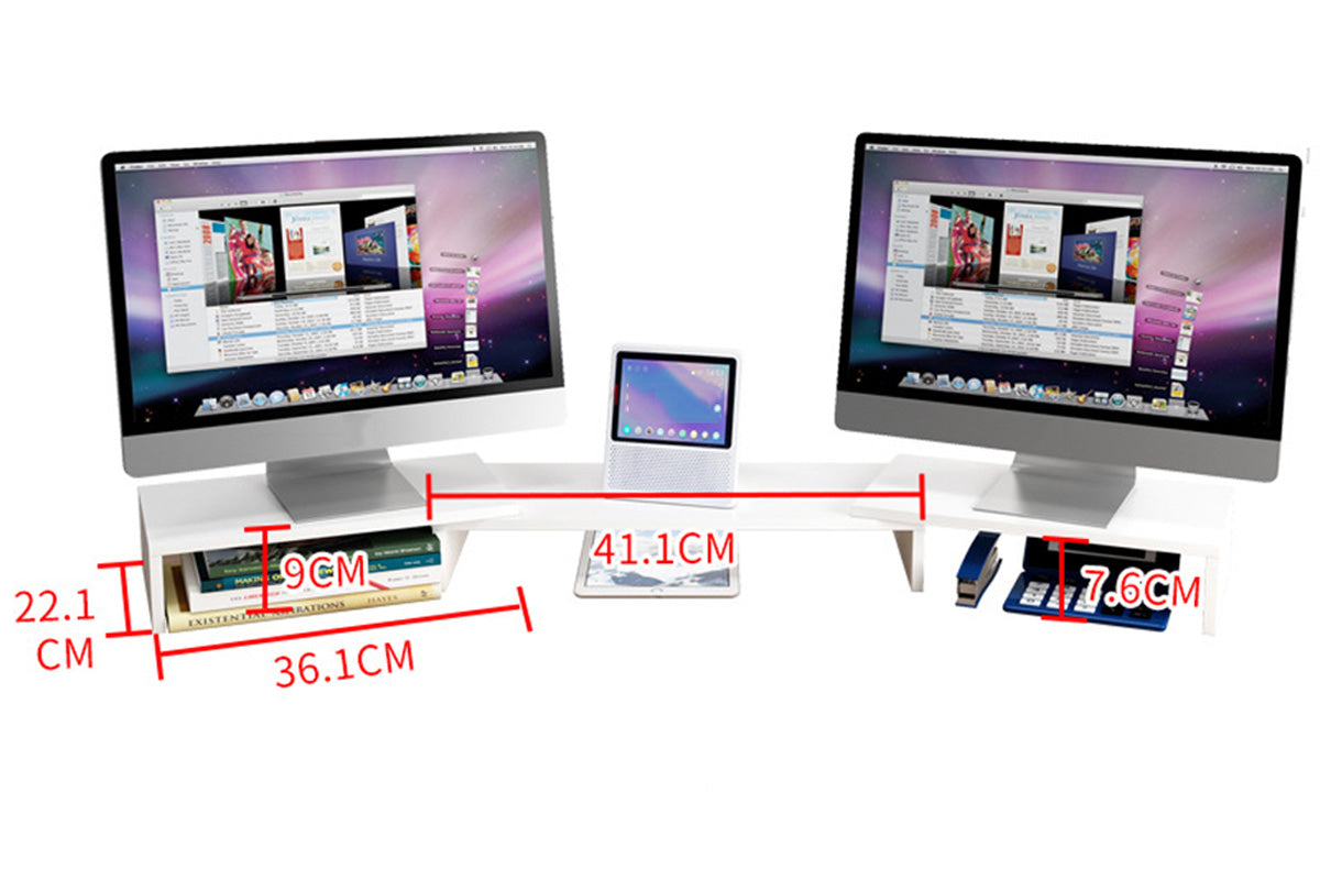 Dual Monitor Stand Riser Adjustable Computer Monitor Stand for Books iMac Laptop