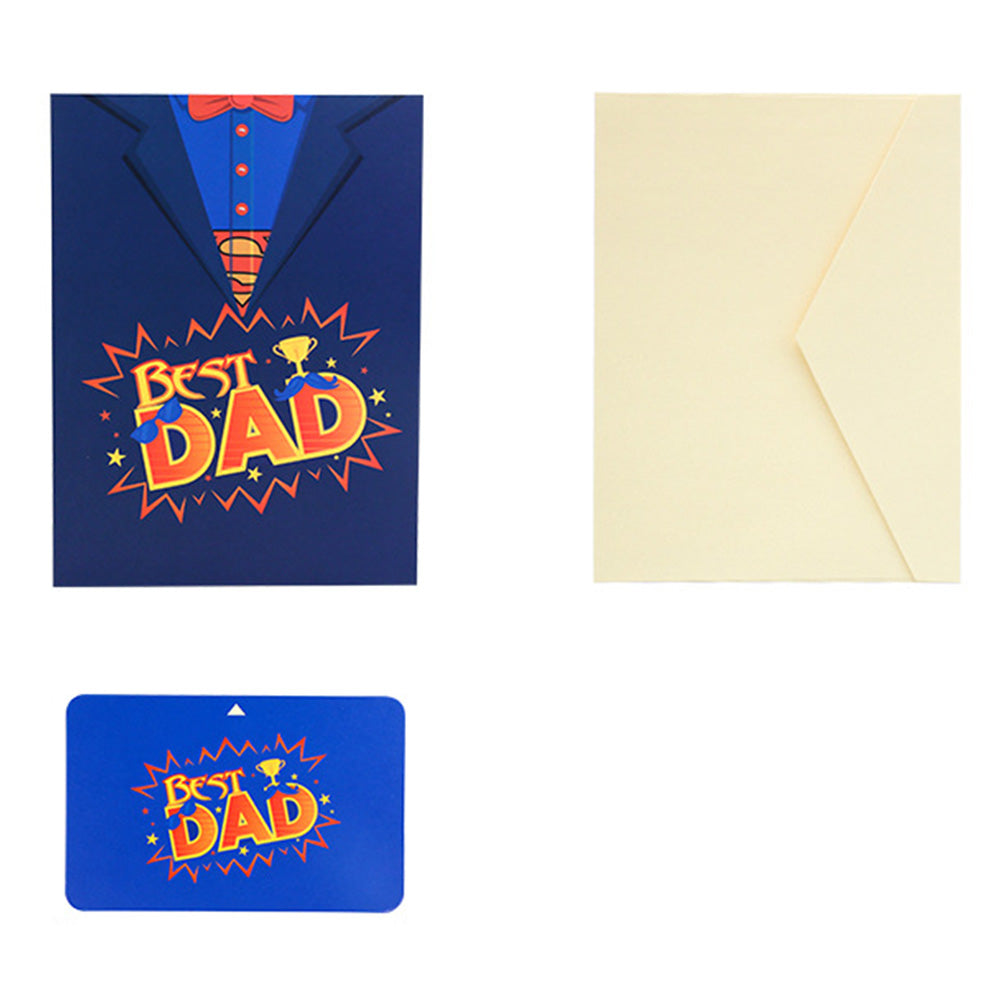 3D Fathers Day Pop Up Card with Insert for Best Dad Thank You Greeting Card