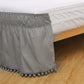 Pompom Fringe Bed Skirt Ruffle Valance Elastic Bed Wrap Around