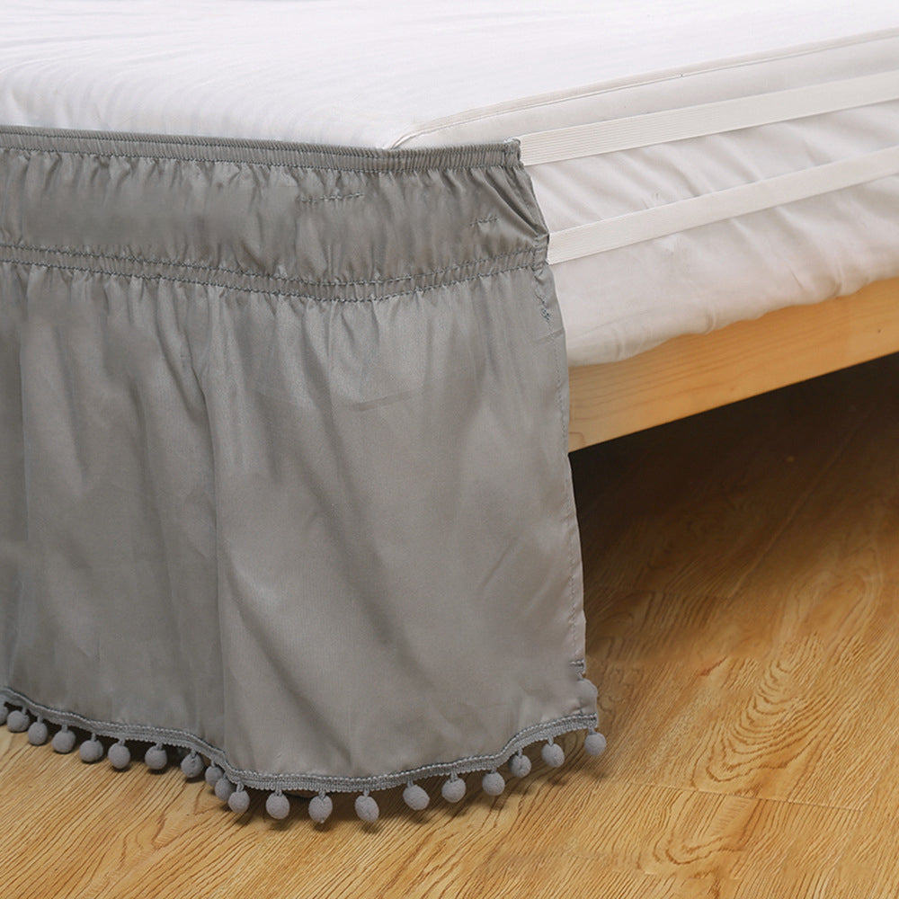 Pompom Fringe Bed Skirt Ruffle Valance Elastic Bed Wrap Around