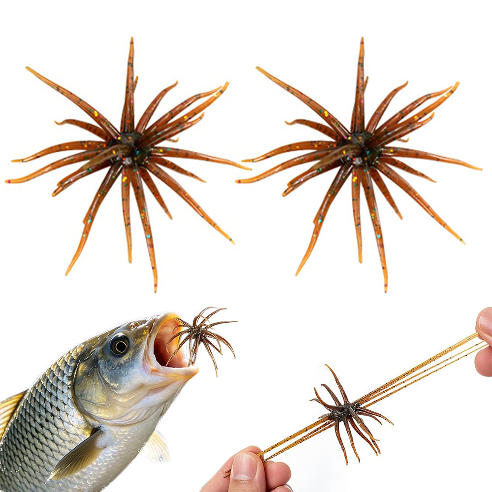 2 PCS Lifelike Floating Sea Urchin Soft Bait with Glitter Tentacle Creature Lure for Fishing