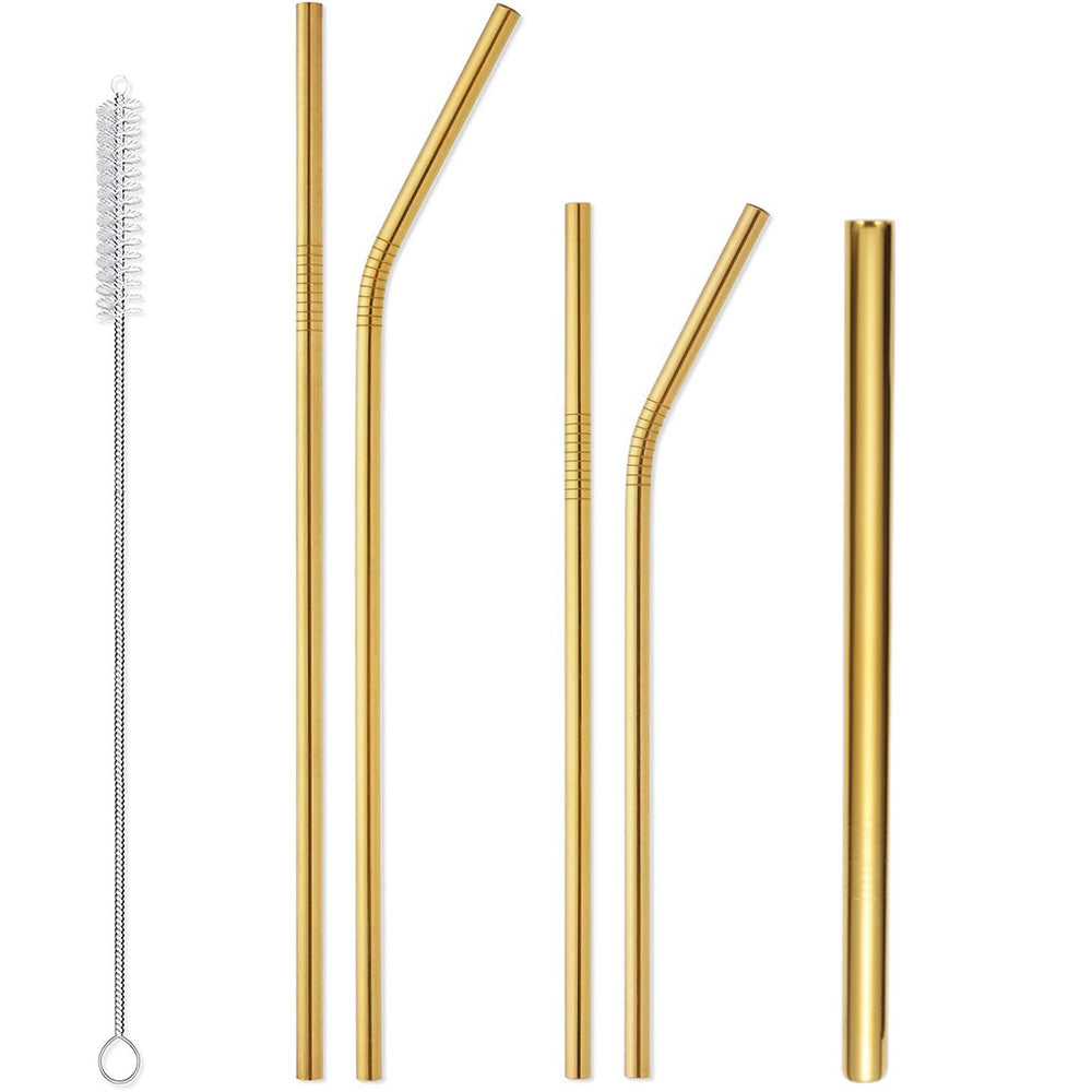 17Pcs Reusable Stainless Steel Straws Set with Cleaning Brushes and Pouch