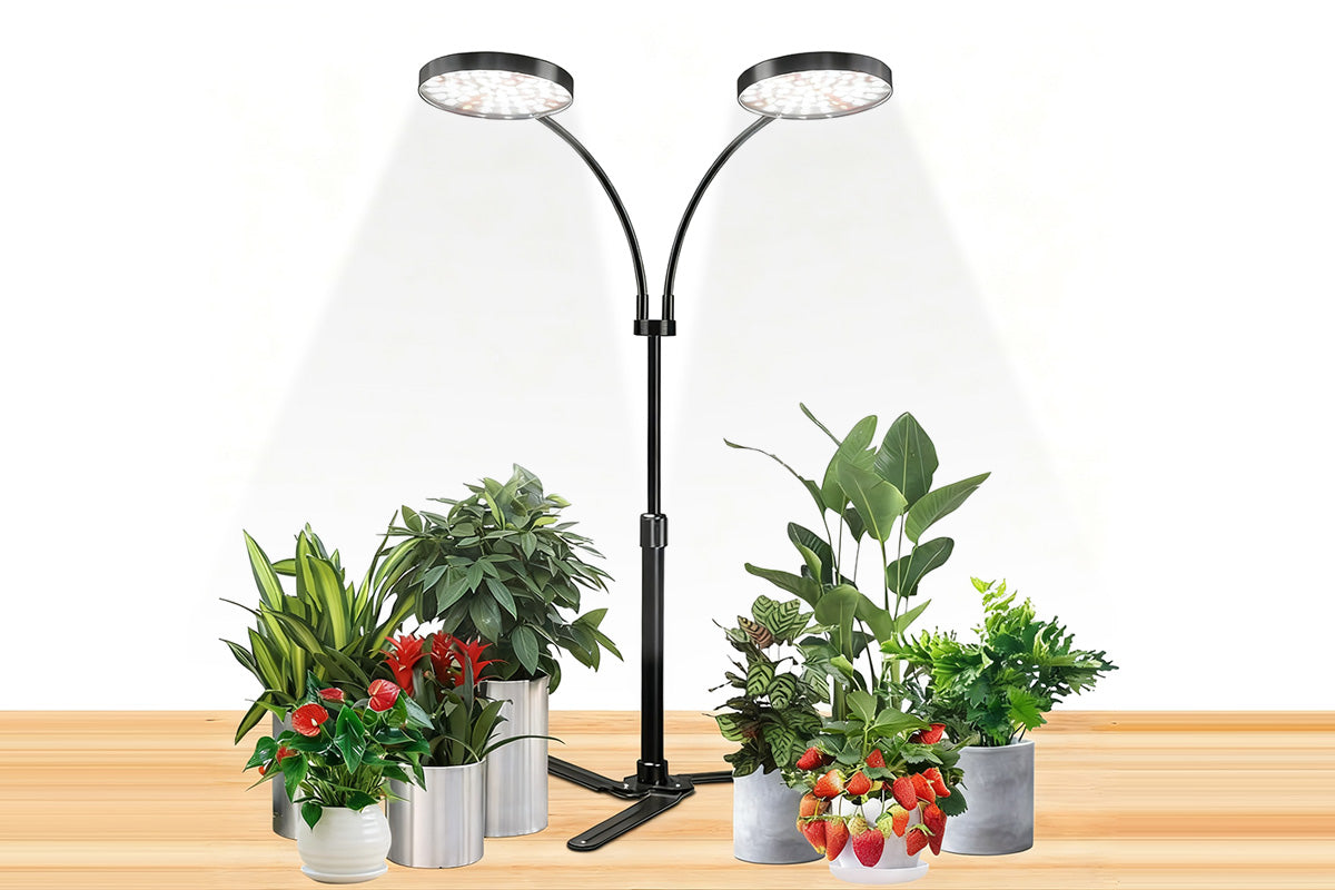 LED Grow Light Dual Head Full Spectrum Adjustable Plant Lamp for Indoor Plants