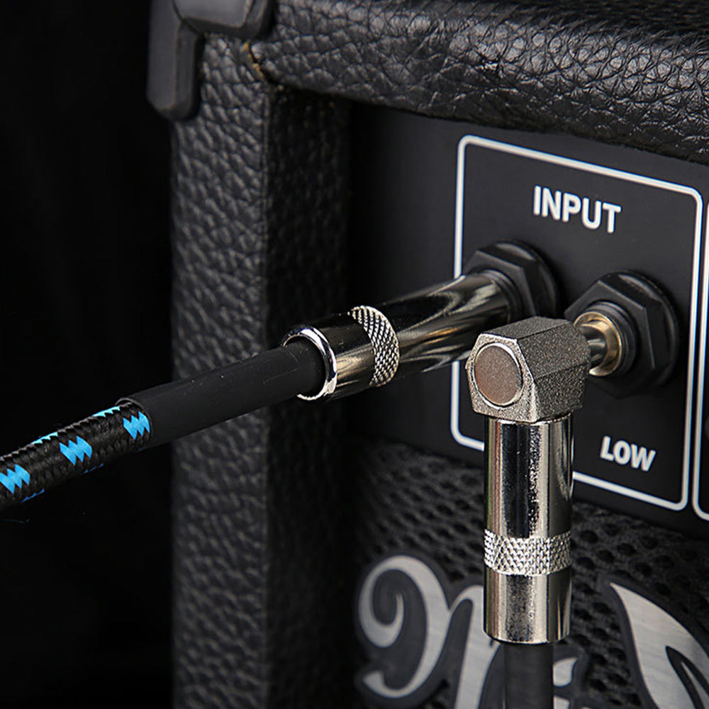 3m Audio Cable 6.35mm Straight to Right Angle Cord for Amplifiers and Effects
