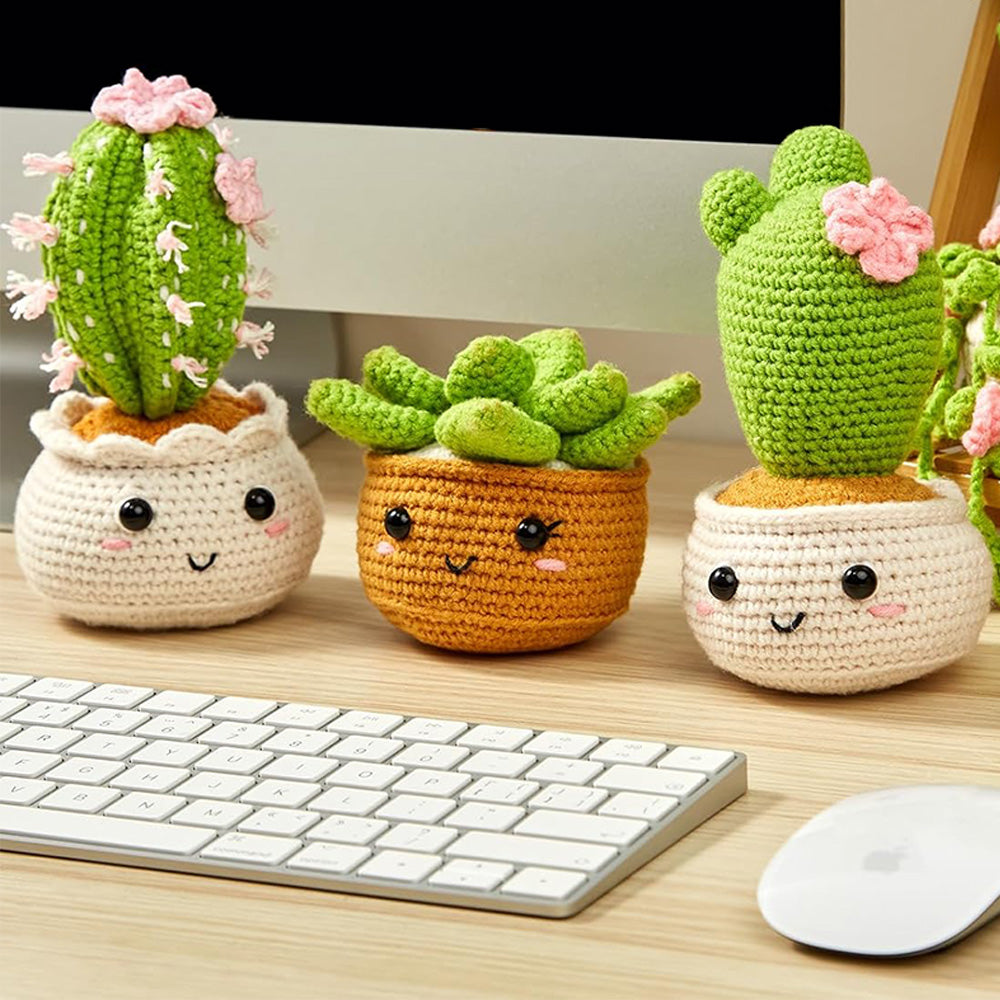 6 Pack Hanging Potted Plants Craft Knitting Crocheting Kits With Crochet Hooks Yarn Set