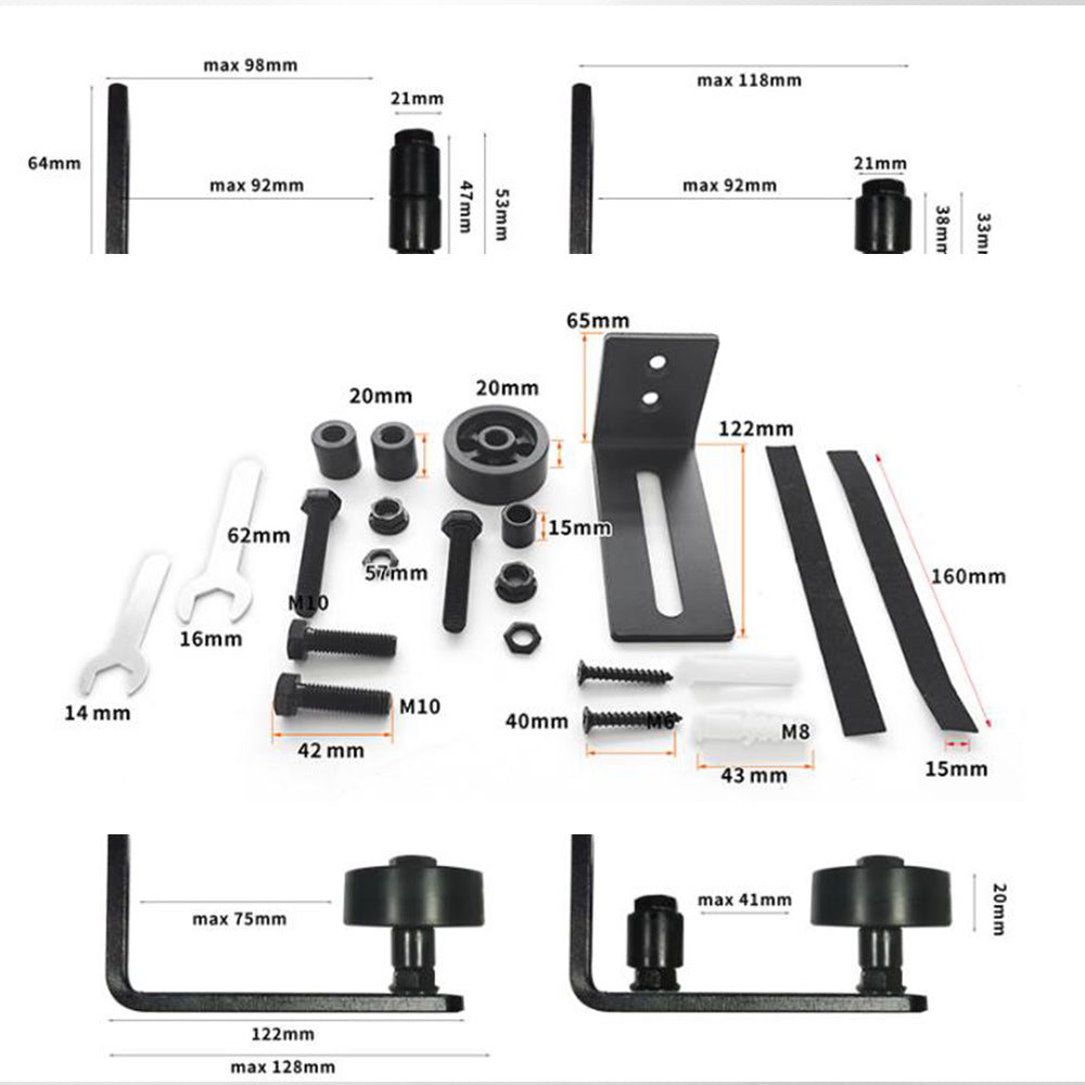 2Pcs Wall Mounted Sliding Barn Door Floor Guide for Flush Bottom Adjustable Stay Rollers