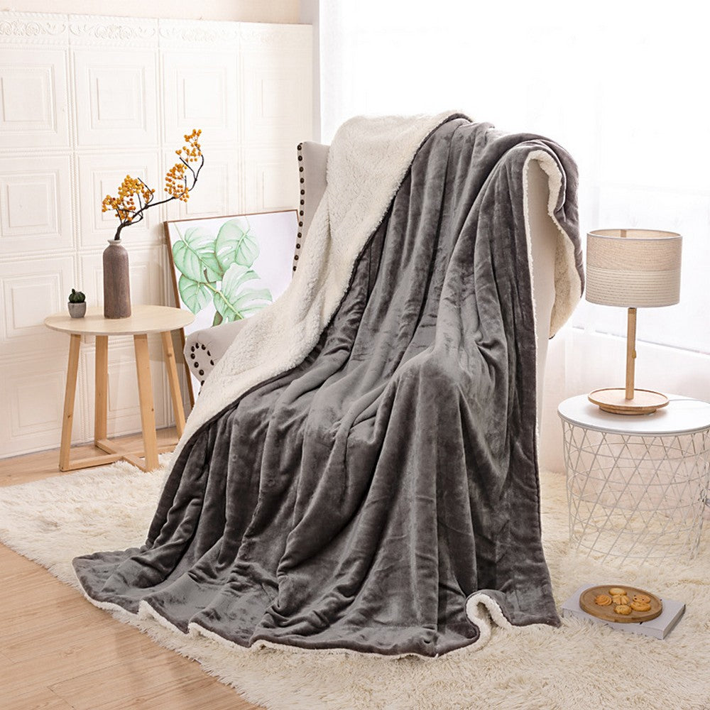 Reversible Plush Faux Mink Sherpa Lambswool Blanket
