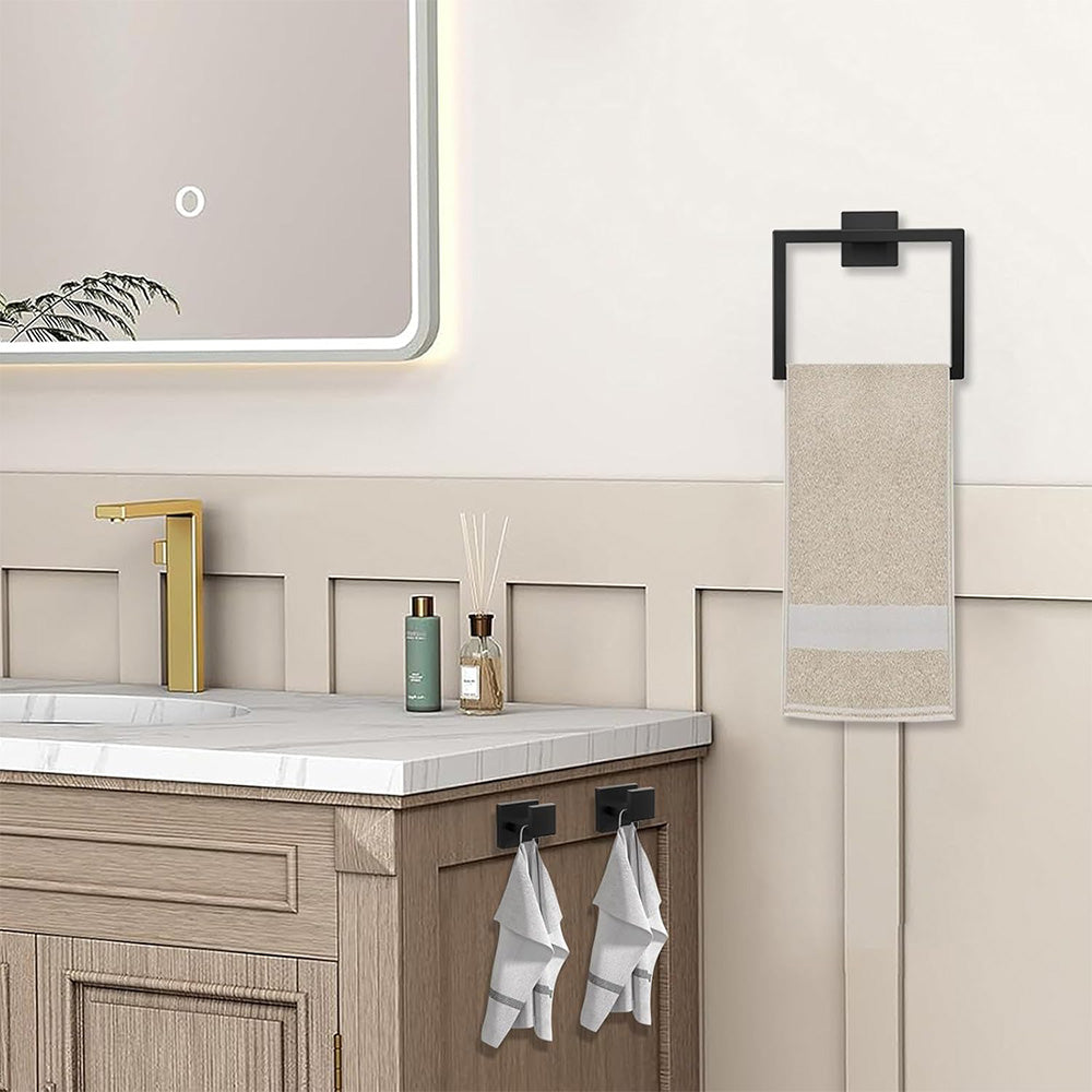 5Pcs Bathroom Towel Bar Set Stainless Steel 40cm Wall Mounted Towel Racks