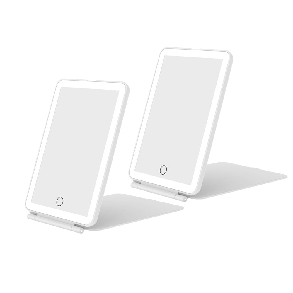 2Pcs Rechargeable Makeup Mirror Portable Vanity Mirror with 3 Light Colors
