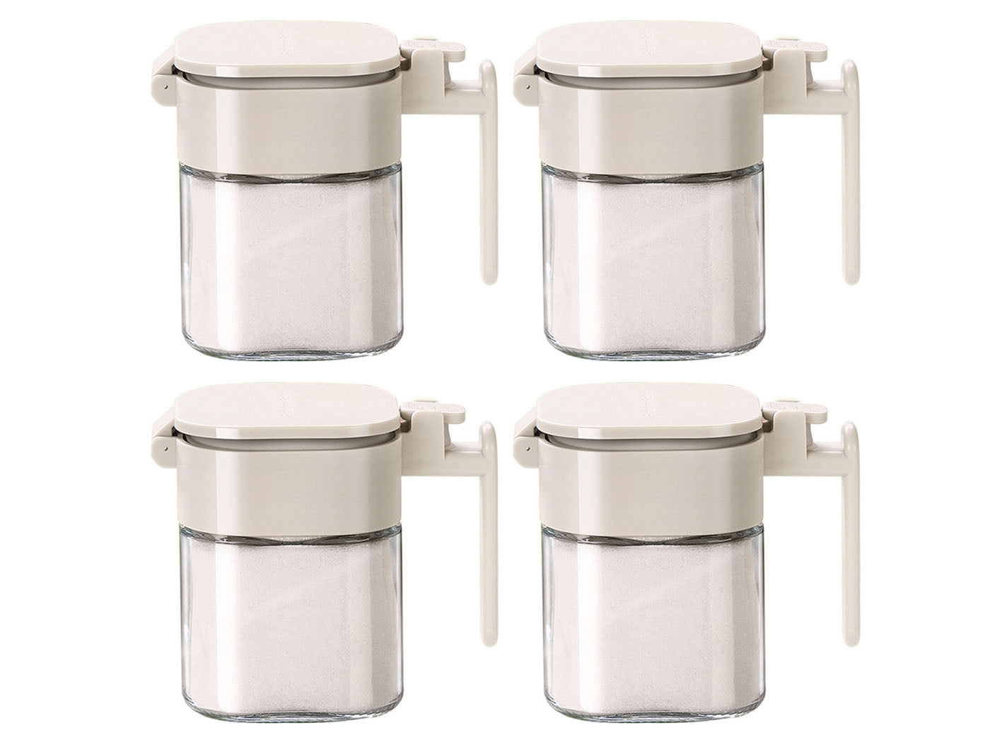 Glass Salt Container with Lid Spoon Condiment Jar Spice Container Seasoning Box