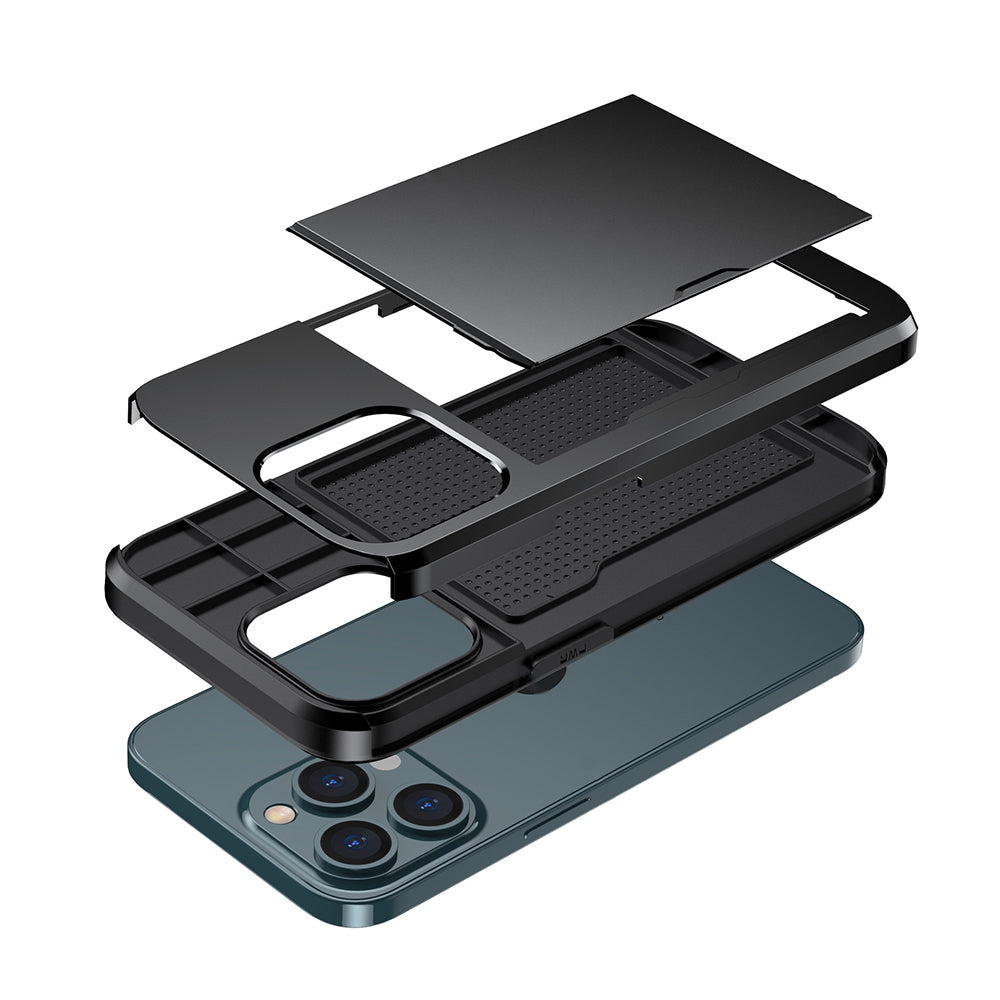Mobile Phone Case Slide Cover Credit Card Slot Holder Cover For iPhone 13 Pro