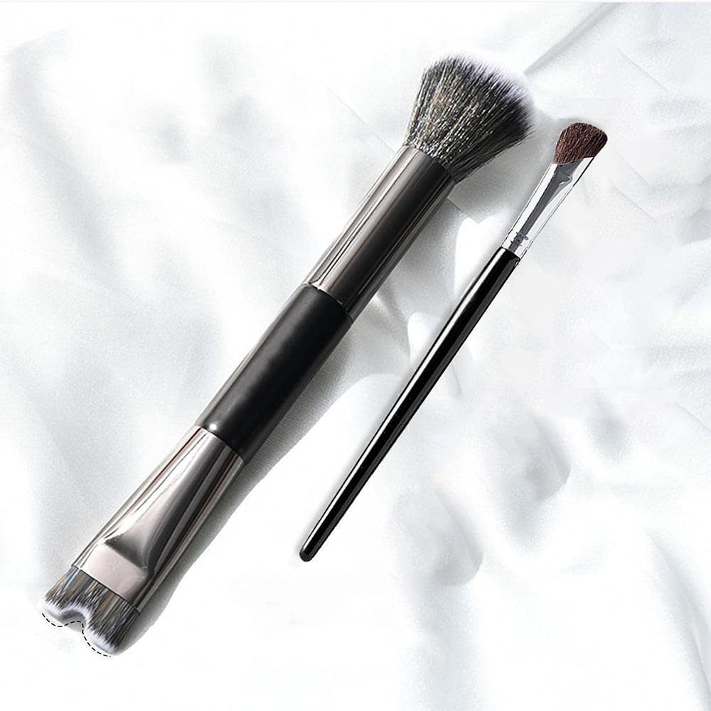 Nose Contour Brush Set with 2-in-1 U-Shaped Brush and Angled Flat Brush
