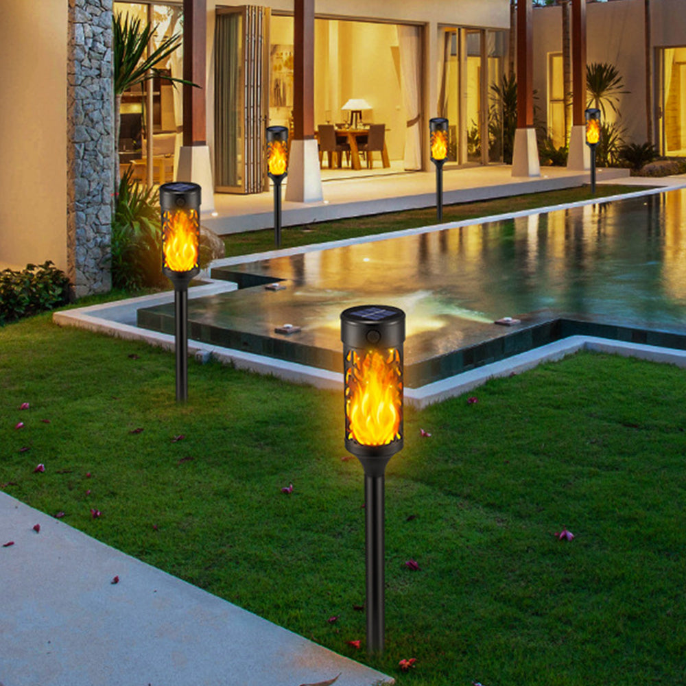 6Pcs Solar LED Tiki Torch with Flickering Flame Solar Outdoor Light