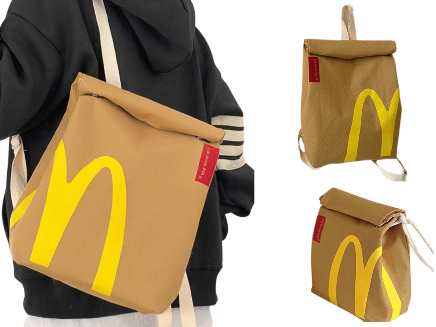 McDonald Inspired Creative Funny Canvas Linen Backpack / Shoulder Bag