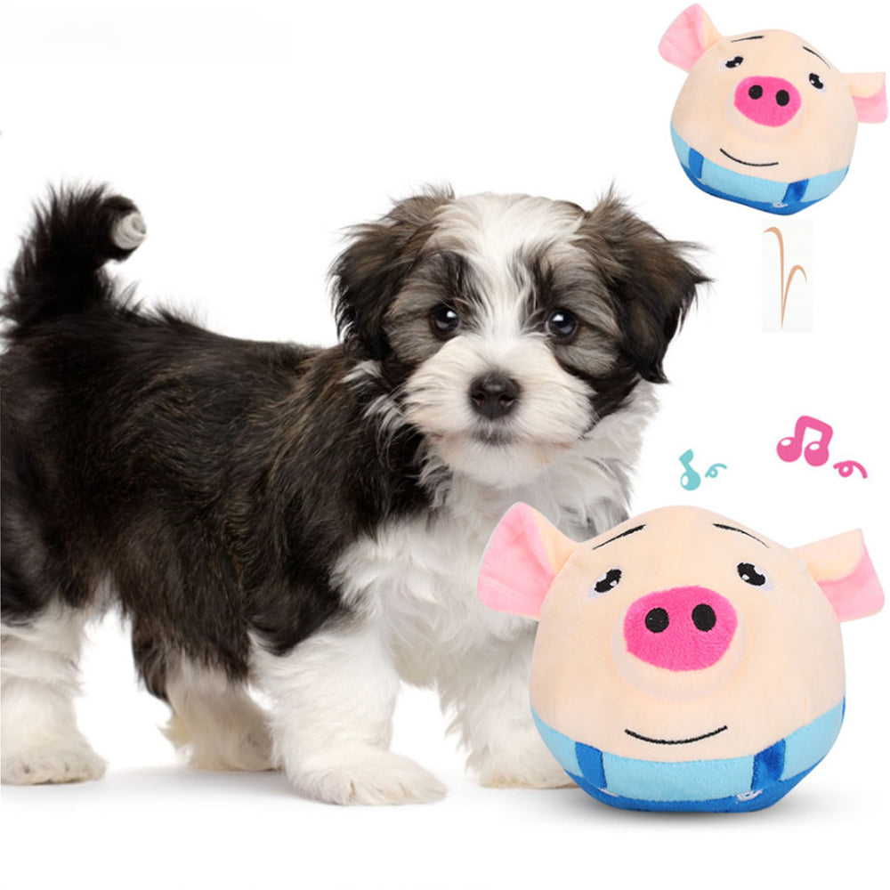 Active Moving Pet Plush Toy Interactive Bouncing Ball Sound Electronic Dog Toy