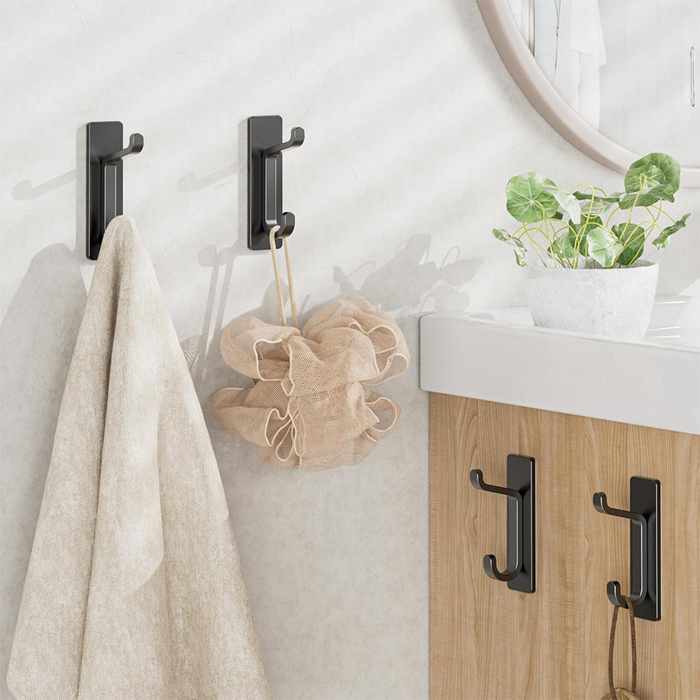 4 Pack Stainless Steel Double Adhesive Hooks with 3kg Capacity