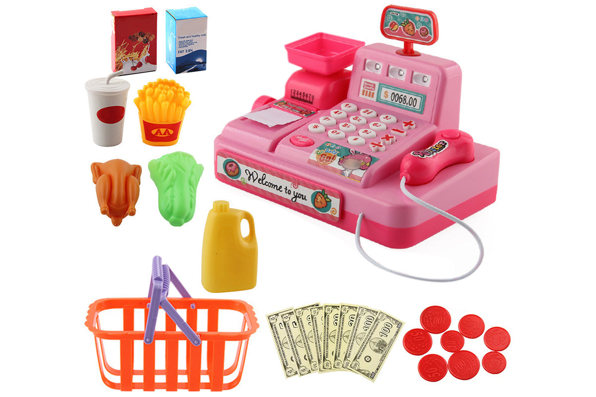 Cash Register Pretend Play Calculator Cash Register Toys with Scanner