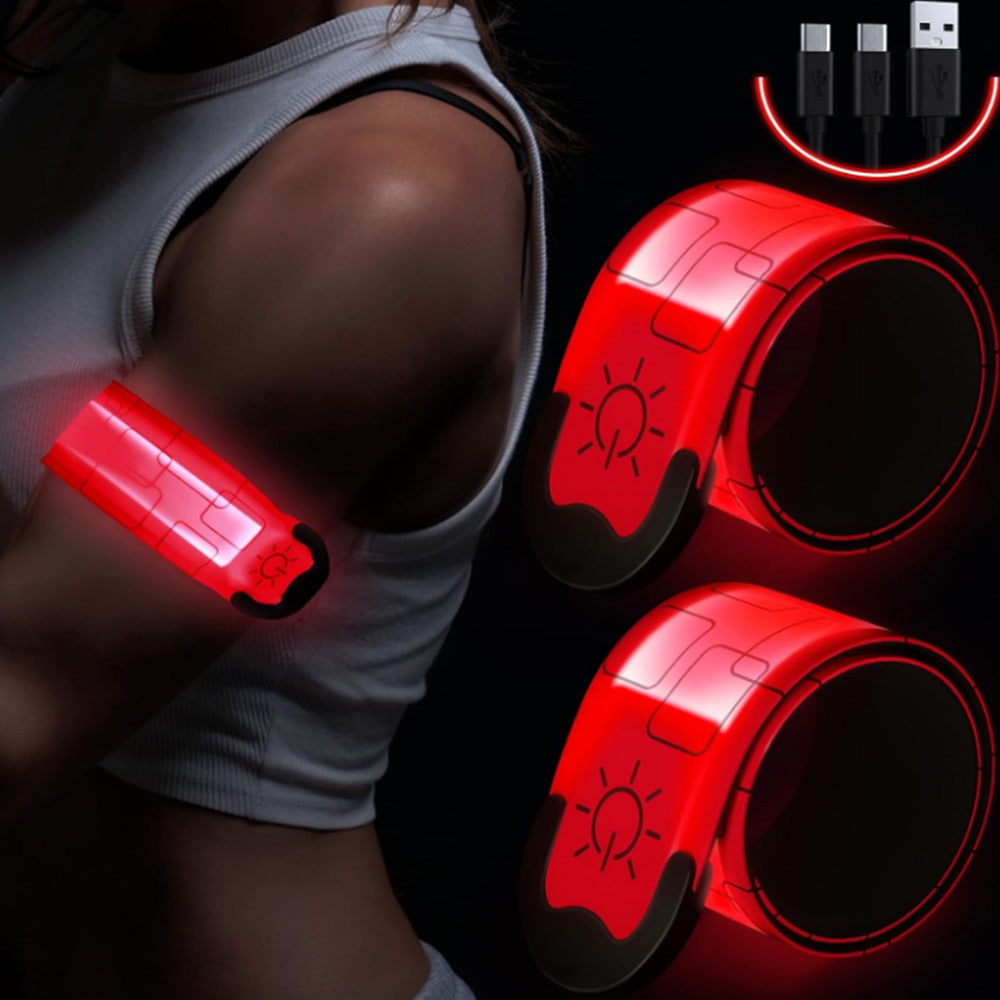 2Pcs LED Slap Wristband Night Running Security Glowing Bracelet Luminous Armband Strap