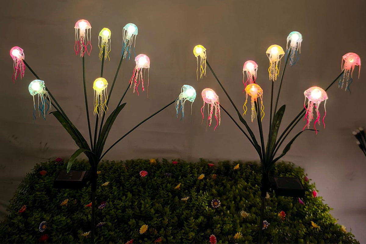 2pcs 6-Heads or 8 Heads Solar Jellyfish Stake Lights Outdoor Garden Path Decor Lights