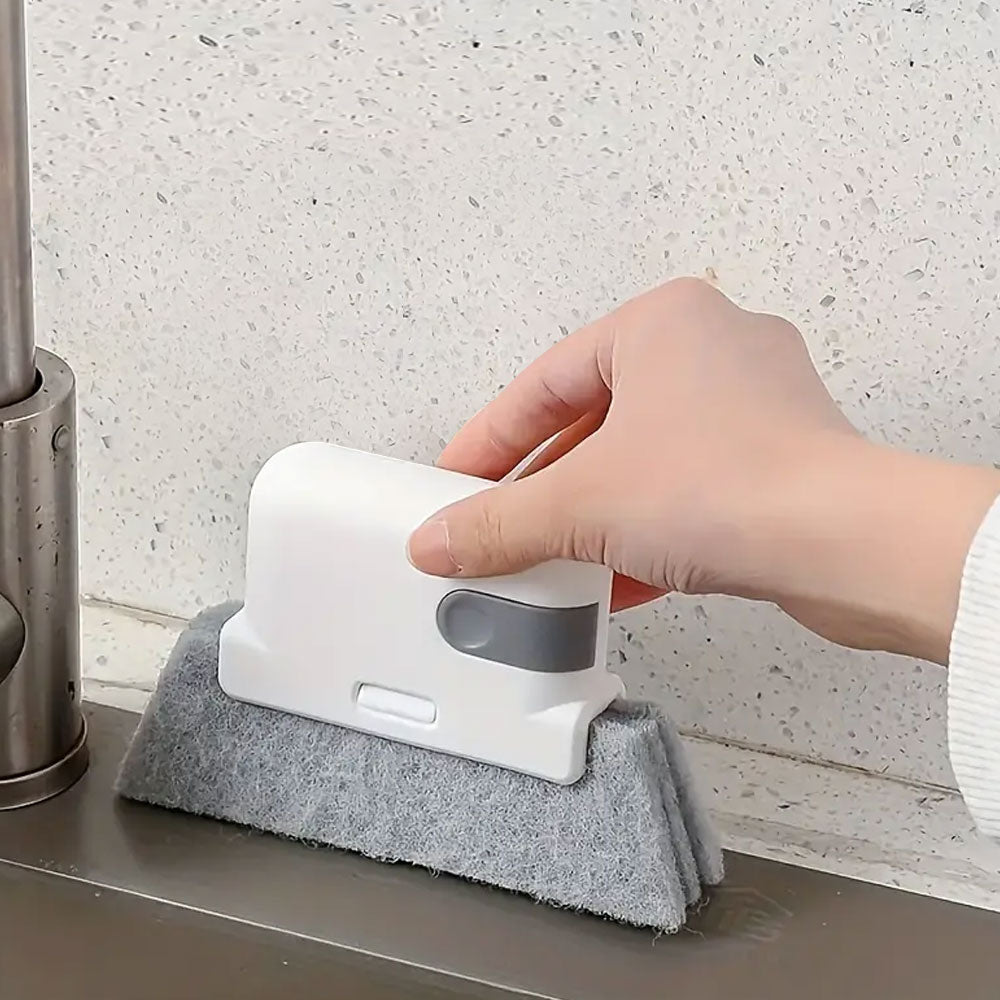 Handheld Window Groove Door Rail Crevice Cleaning Brush with Replacement Cloth