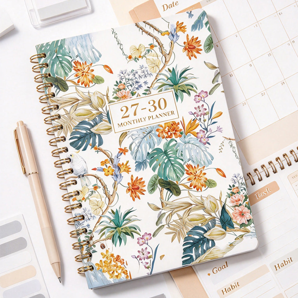 2027 to 2030 Four Year A5 Spiral Monthly Goal Planner Notebook