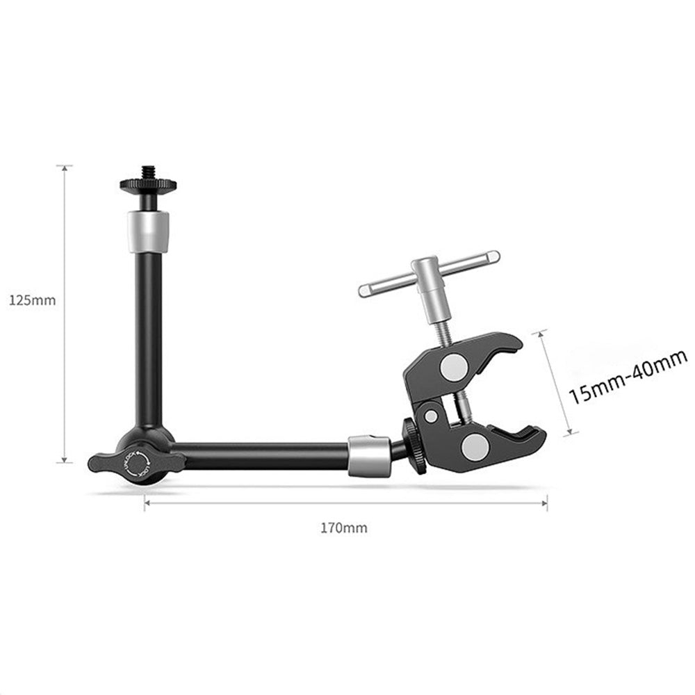 SmallRig11 Inches Adjustable Articulating Magic Arm with Super Clamp and 1/4" Thread Holes for LCD Monitor LED Lights and Cameras