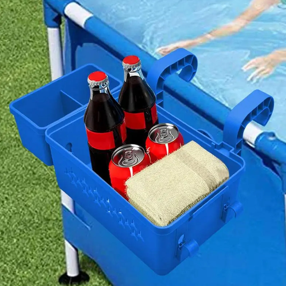 2Pcs Hanging Removable Poolside Storage Basket with Cup Holders