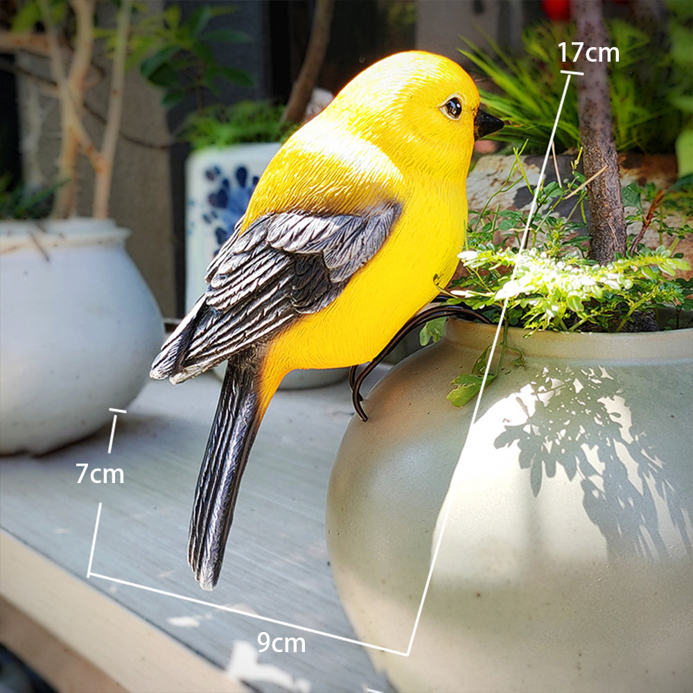 Realistic Bird Statue for Garden Flower Pot Decor