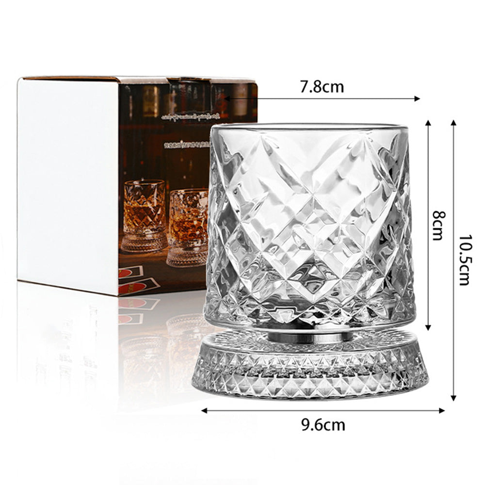 Spinning Rotating Whiskey Glass 270ml Transparent Glass for Home Bar