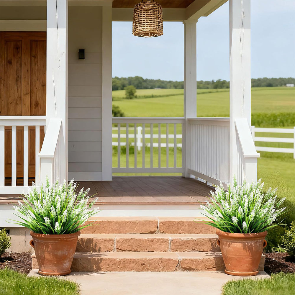 16Pcs Artificial Plants Outdoor Fake Lavender Realistic Plastic Faux Plants for Balcony Patio