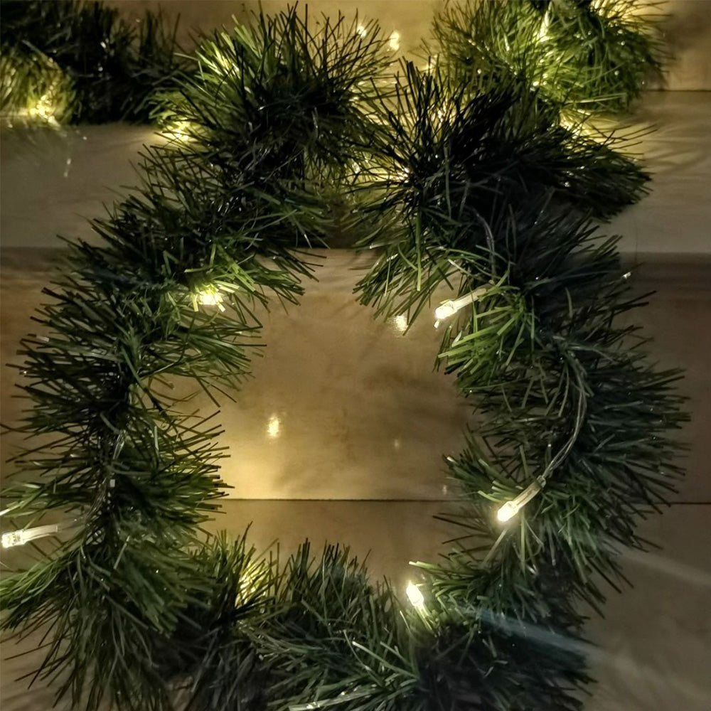 10m Christmas Garland with 100 LED Lights Artificial Wreath Stairs Rattan Decoration