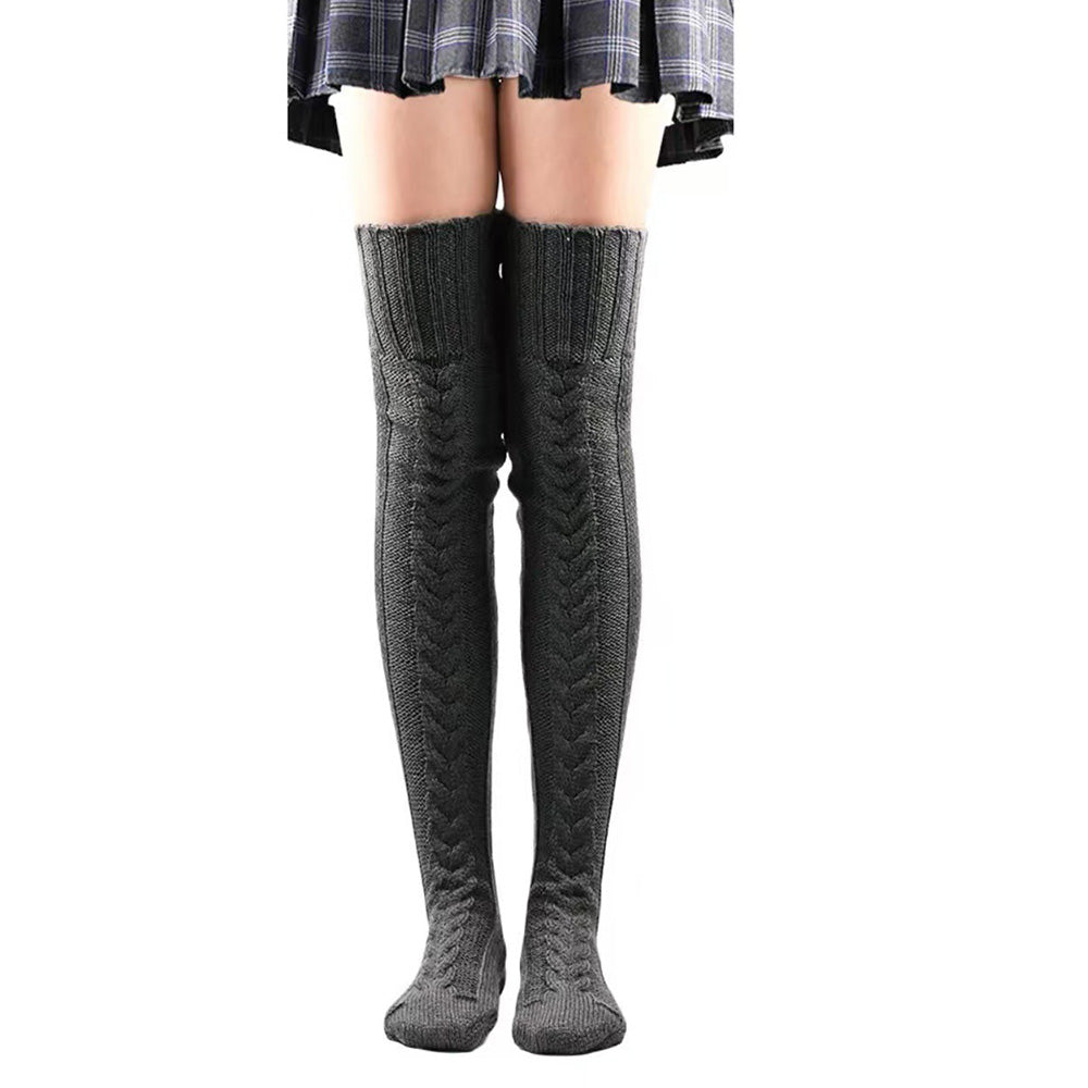 Womens Knitted Over Knee Socks for Fall and Winter Thick and Warm Long Stockings
