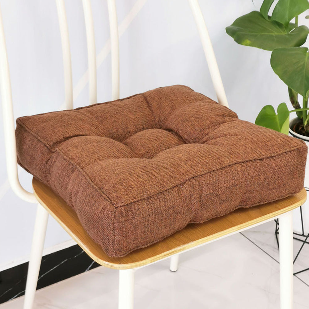 Thickened PP Cotton Padded Chair Seat Cushion with Rolled Edge-Coffee