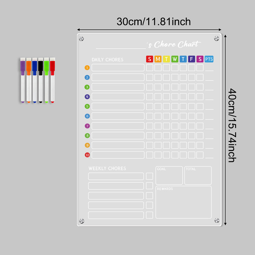 Acrylic Chore Chart Board Clear Dry Erase Checklist Chore Boars For Family Reward Chart