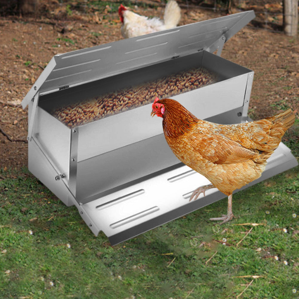 Automatic Chicken Feeder Auto Coop Chick Poultry Treadle Self Opening