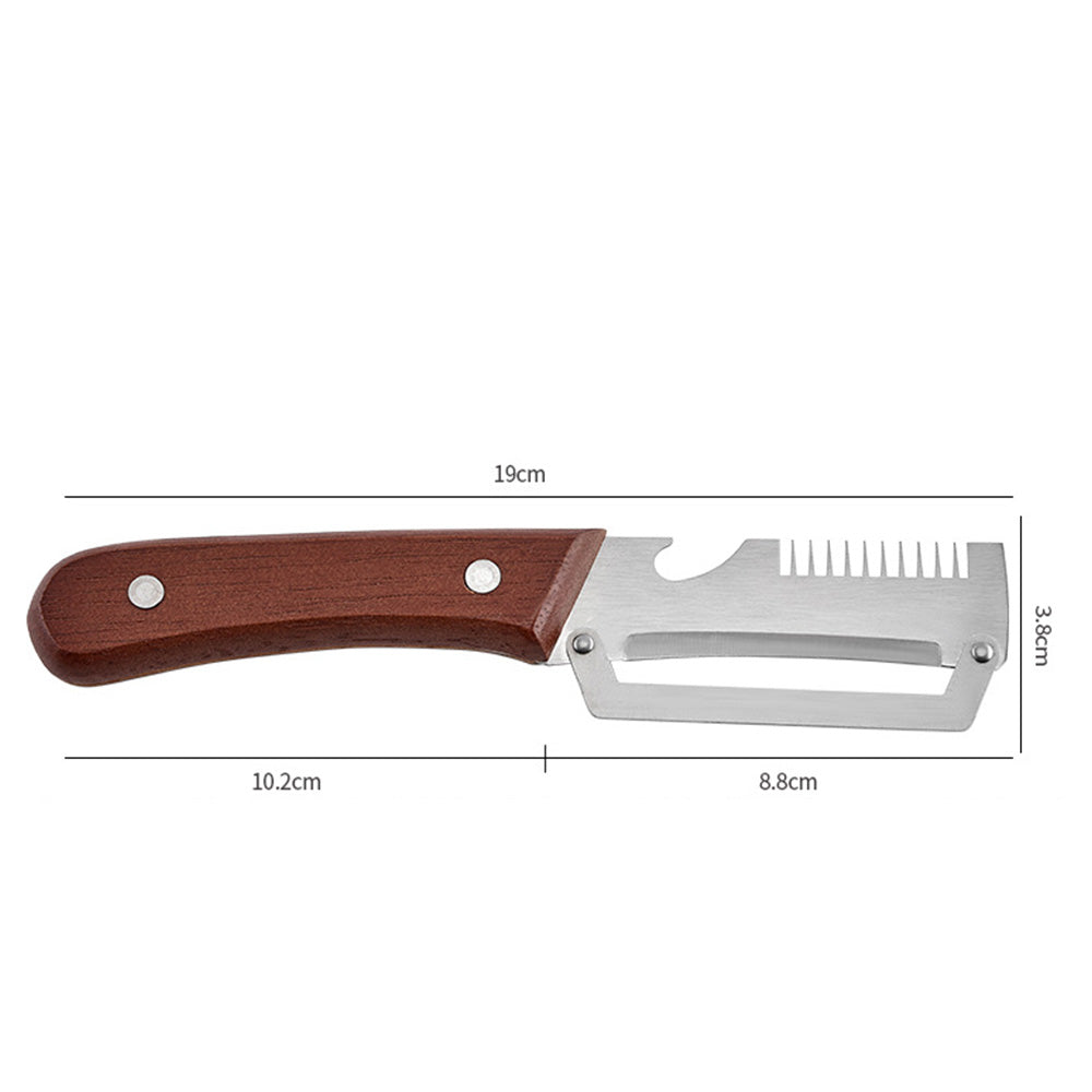Multi-Functional Vegetable Peeler Stainless Steel Blade with Wooden Handle and Bottle Opener