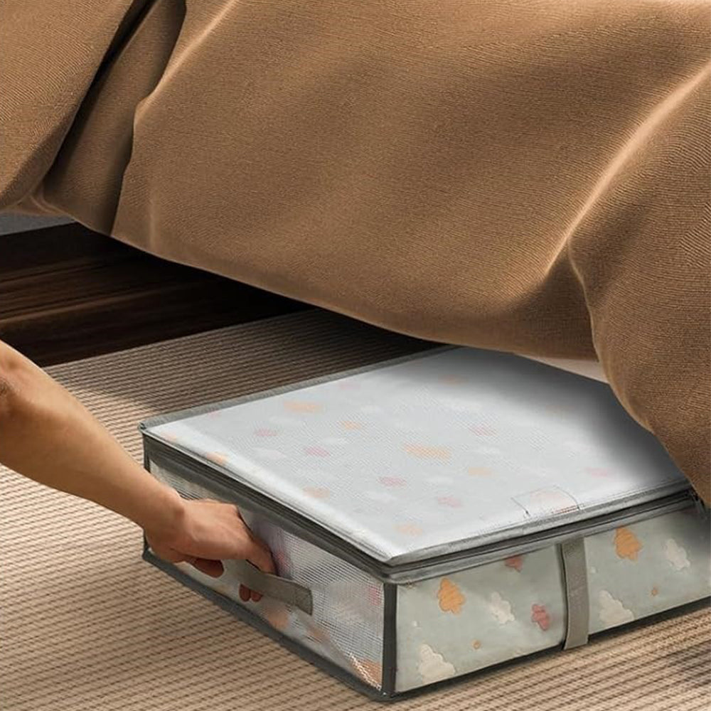 Large Capacity Breathable Mesh Under Bed Storage Bag with Handles