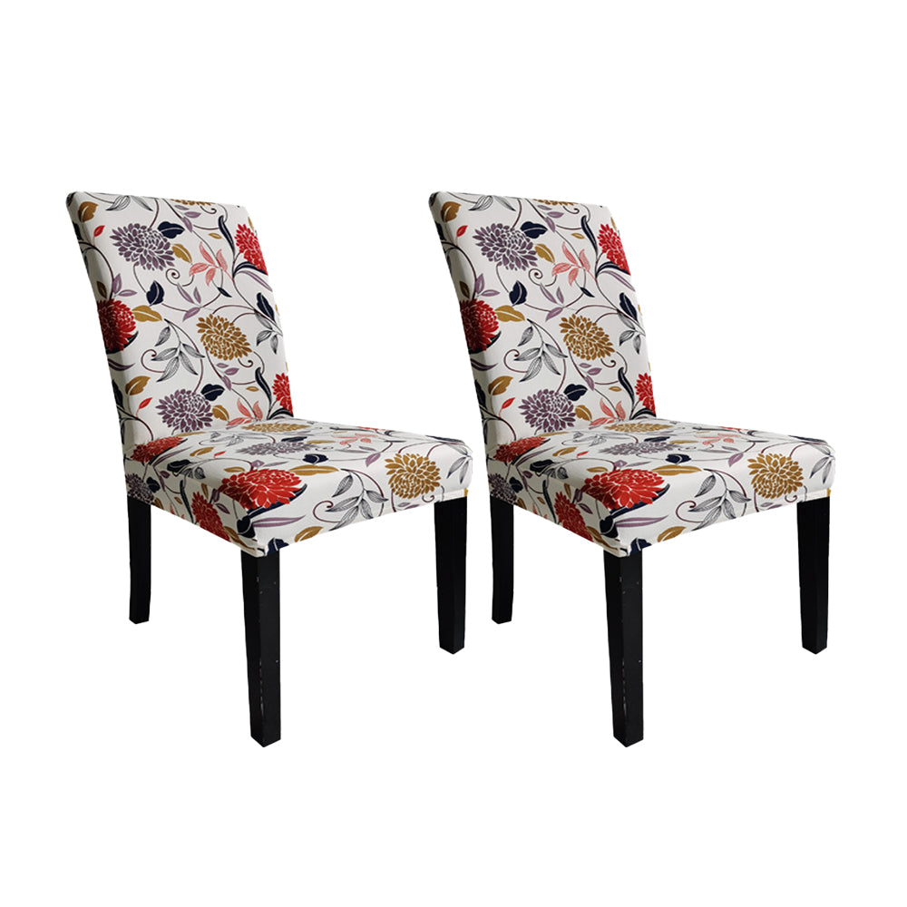 2Pcs Printed Stretchable Dining Chair Slipcover Washable Removable Chair Covers