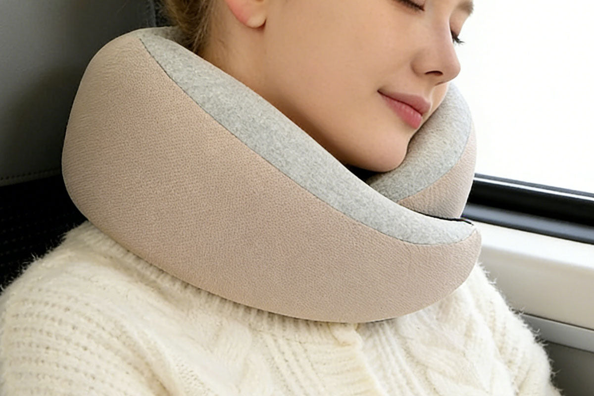 Travel Memory Foam Neck Pillow with Storage Box Eye Mask Earplugs
