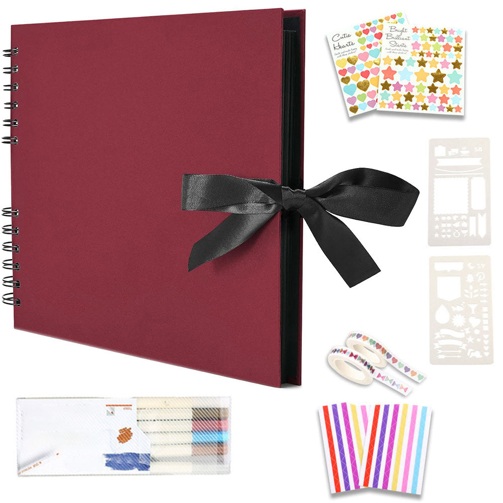 29x21.5CM DIY Photo Album 80 Pages Black Scrapbook Set