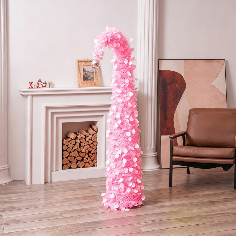 1.5m Tinsel Collapsible Crooked Christmas Tree Xmas Decoration