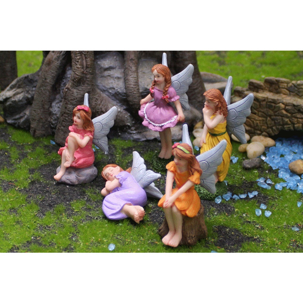 5Pcs Garden Ornament Fairy Statues Mini Garden Decor