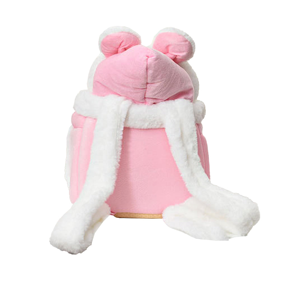 Plush Backpack Portable Pet Hanging Chest Bag with Hand Warmer Pocket