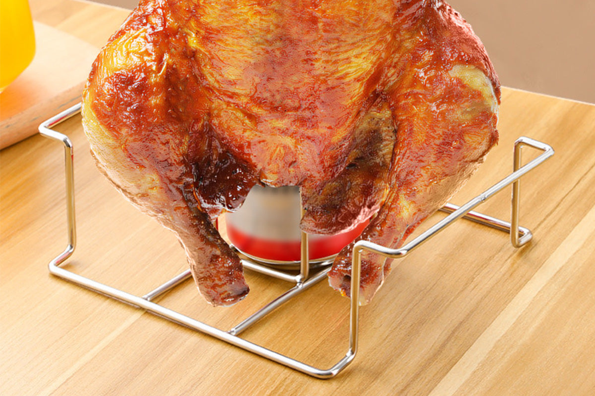 Beer Can Chicken Holder Stainless Steel Beer Chicken Stand With Handle For Grill And Smoker