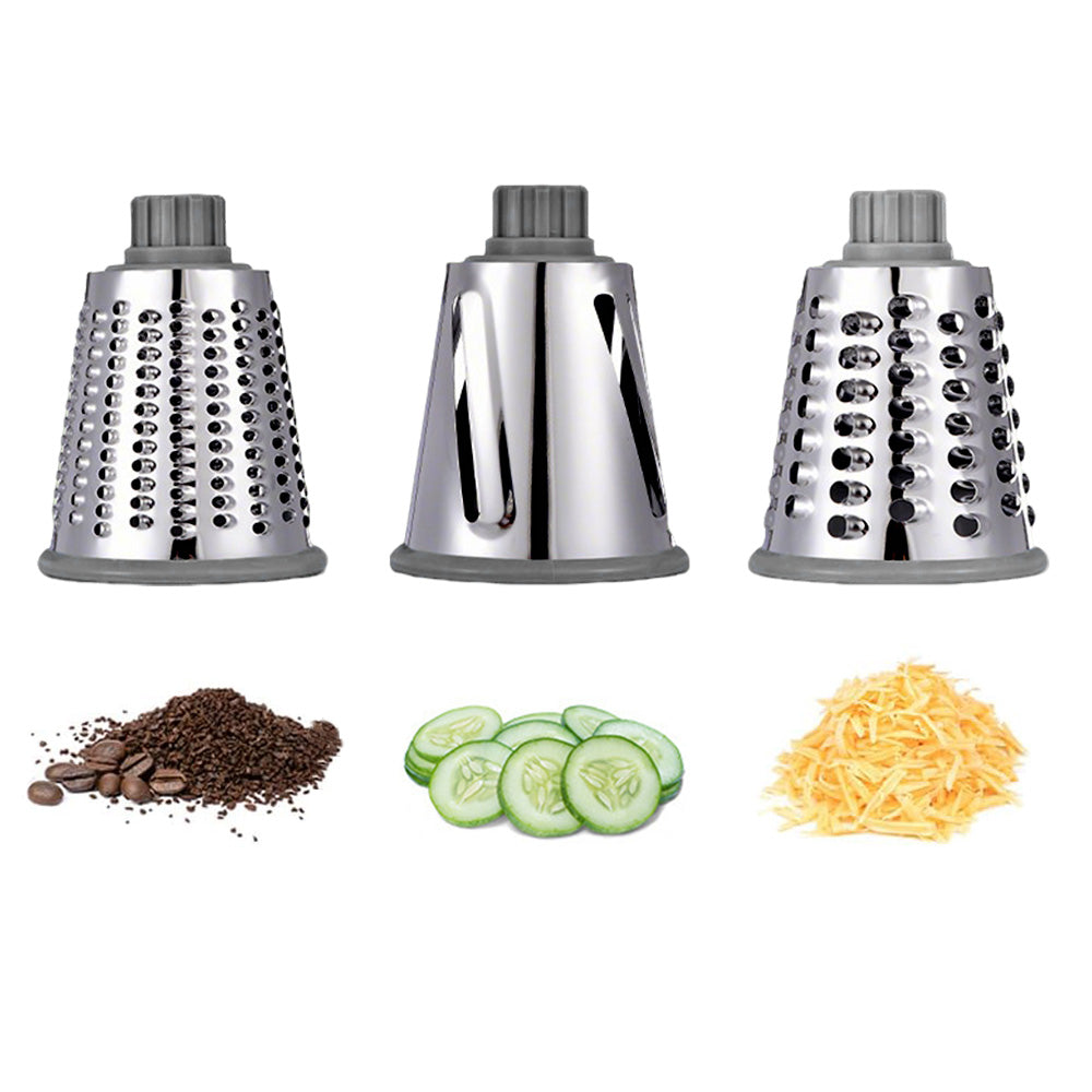 Rotary Vegetable Chopper 3-Blade Cylinder Hand-Cranked Slicer Shredder Grater