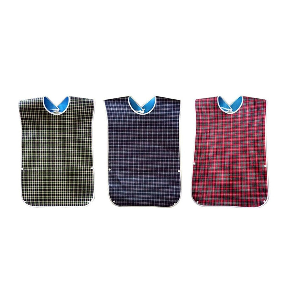 3 PCS Easy Clean Adult Dining Bibs with Neck Snap and Food Catching Pocket
