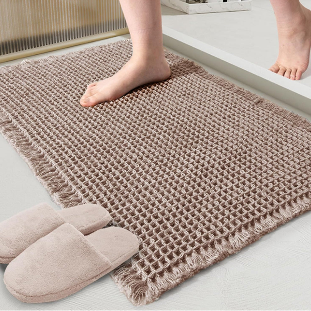 Waffle Bath Mat Cushioned Non Slip Bathroom Rug for Floor Standing Mat