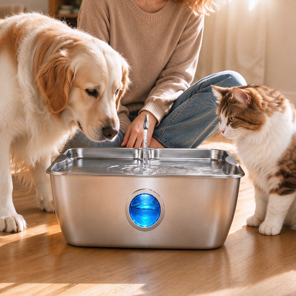 12L Stainless Steel Pet Water Fountain for Large Dogs Multi Pet Quiet Pump