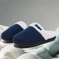 Indoor Non Slip Fuzzy Slippers for Women Warm Knitted House Shoes-Navy